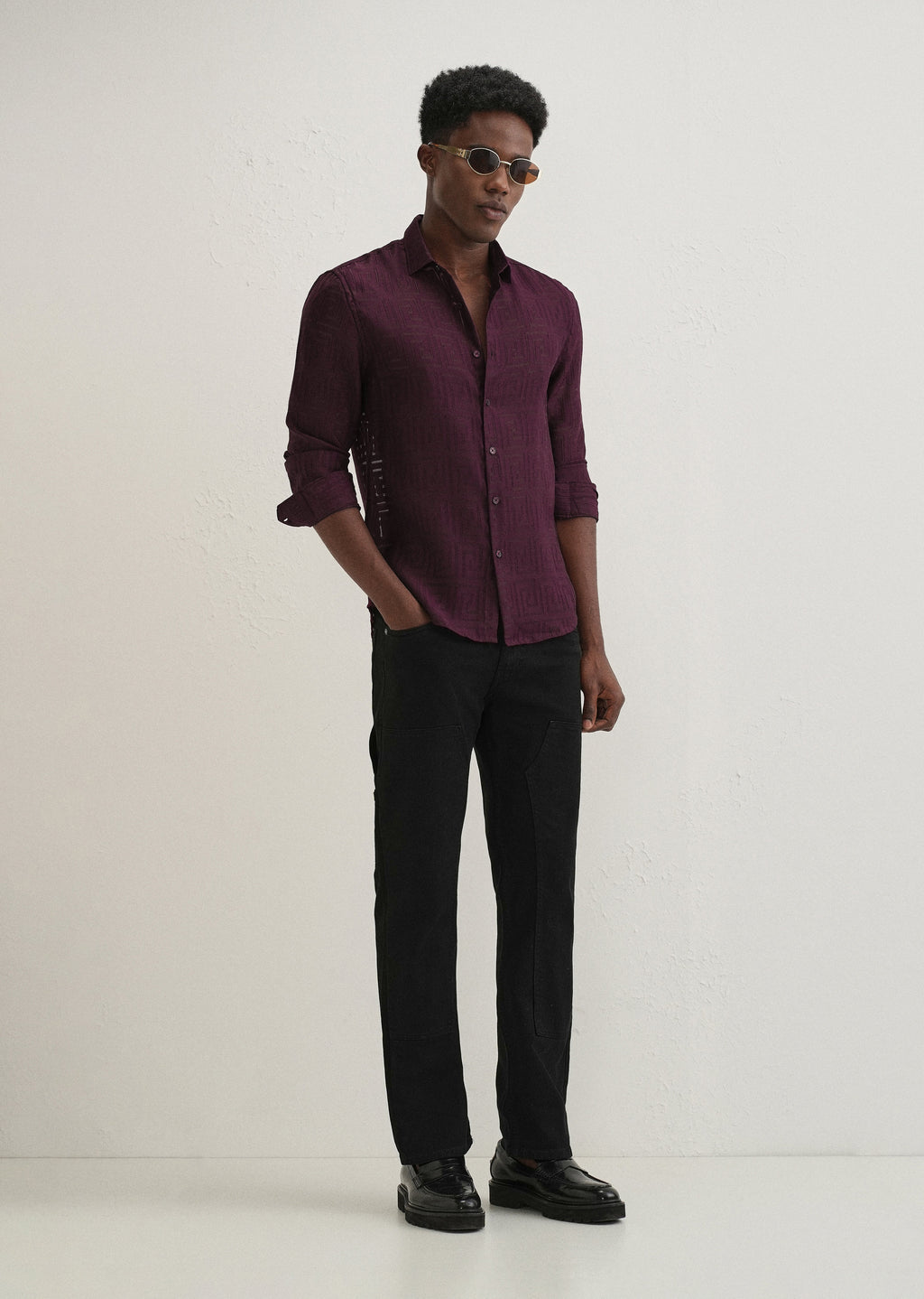 Maroon Laser Cut Shirt