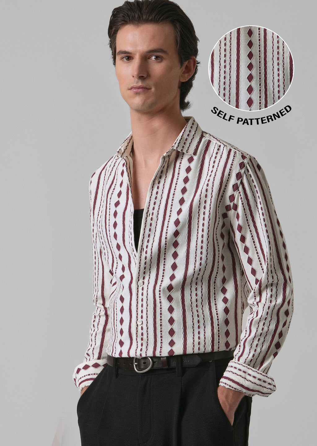 Maroon Self Pattern Shirt