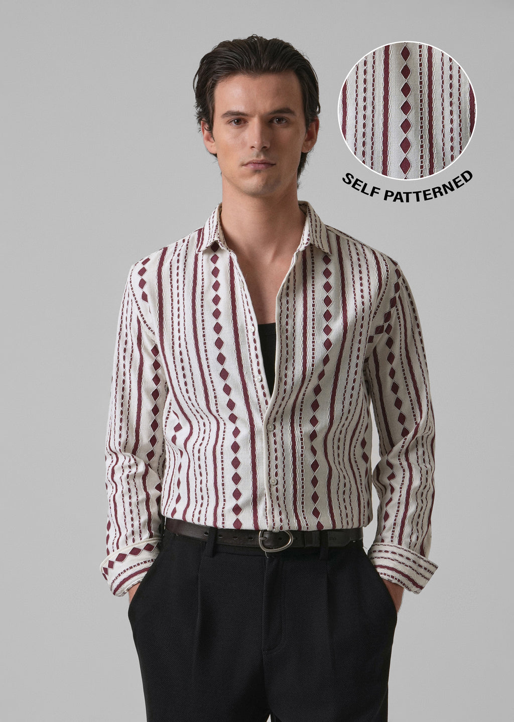 Maroon Self Pattern Shirt
