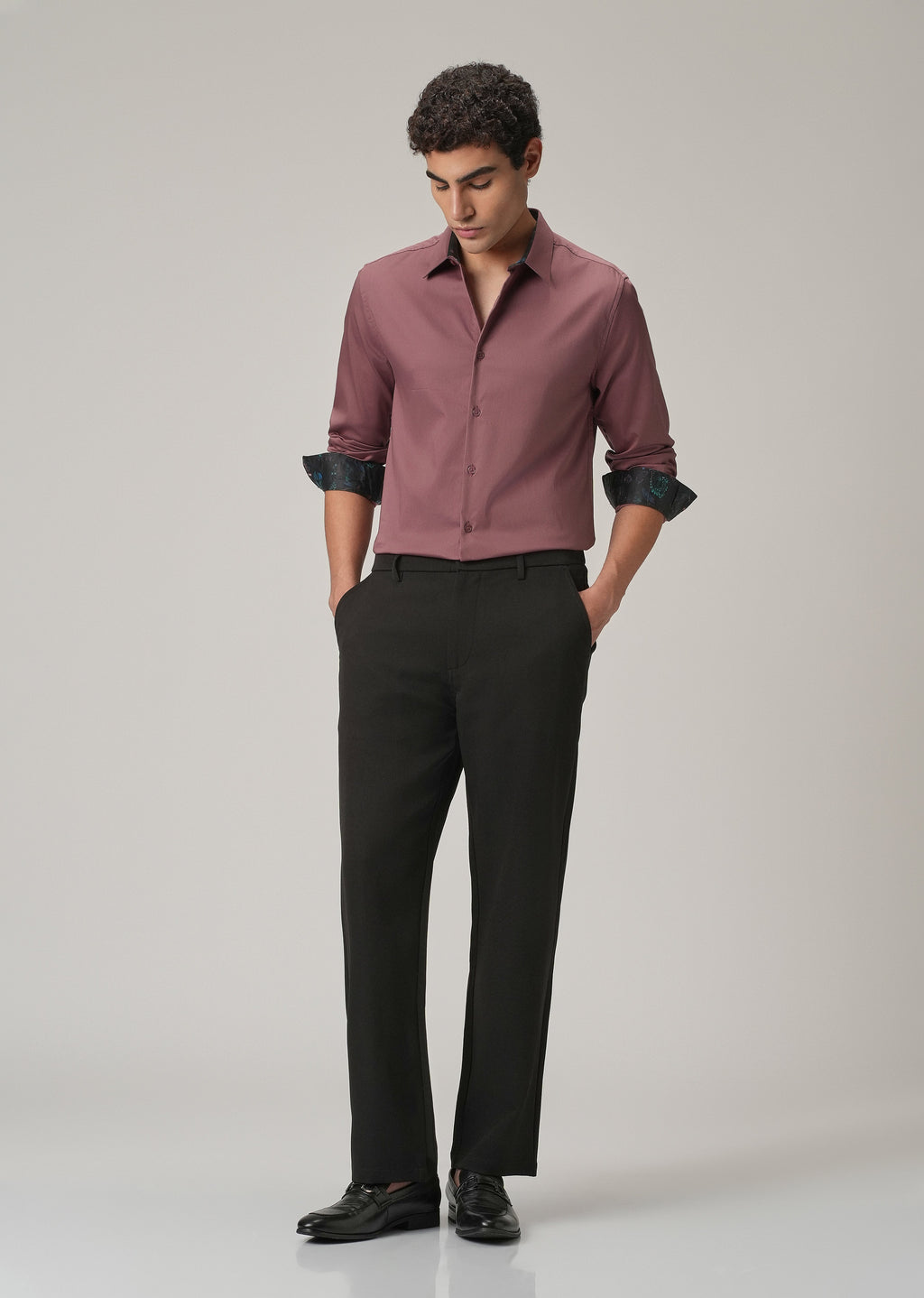 Mauve Pink Printed Cuff Shirt
