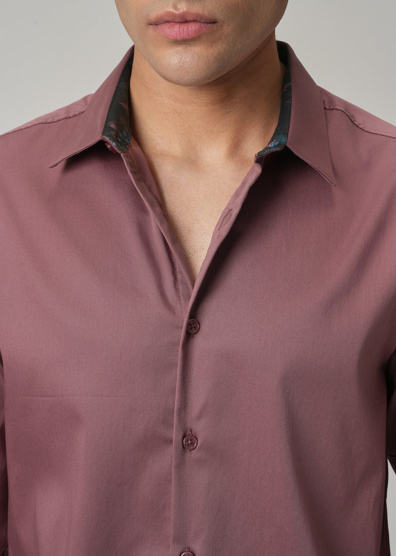 Mauve Pink Printed Cuff Shirt