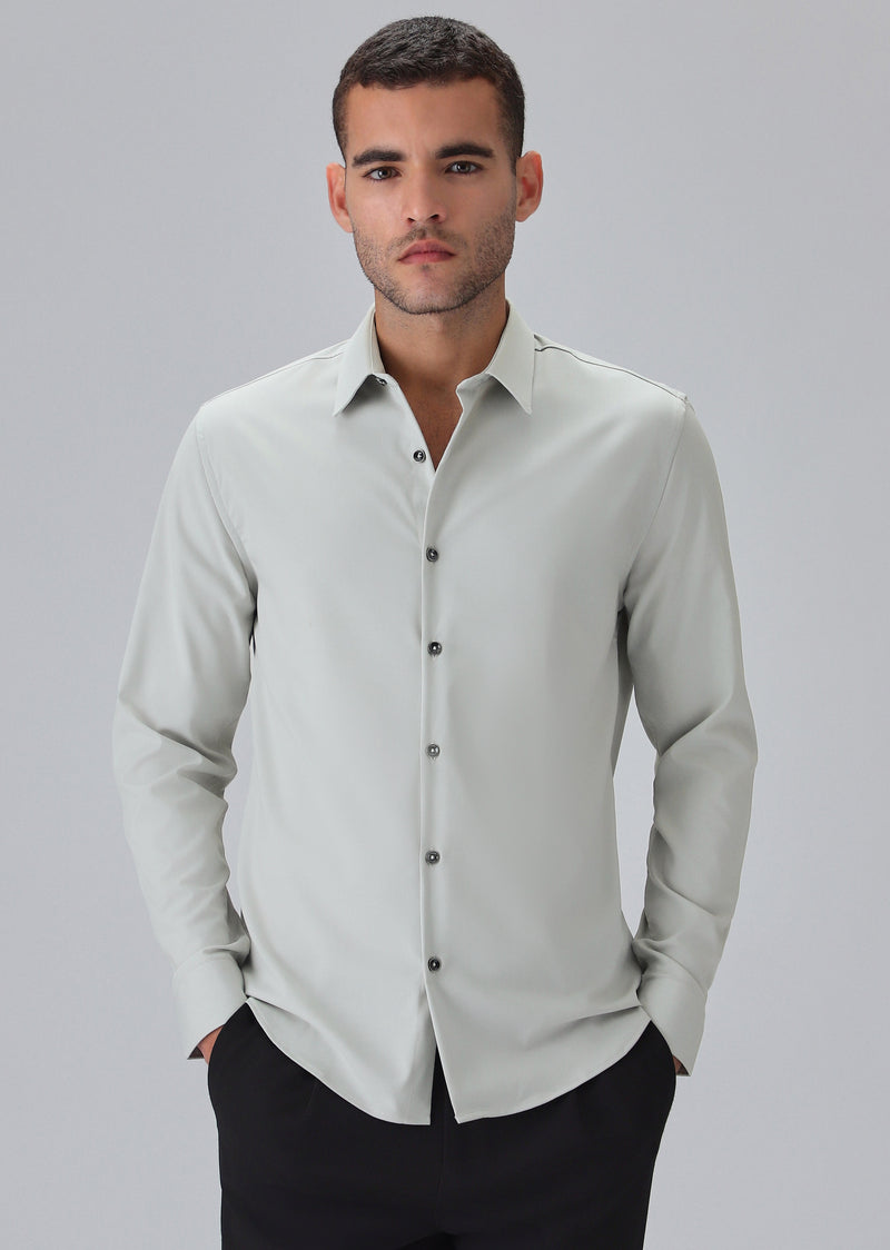 Melange Grey Plain Wrinkle Free Shirt