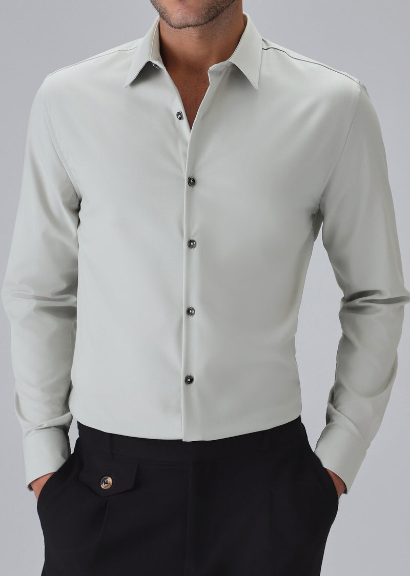 Melange Grey Plain Wrinkle Free Shirt