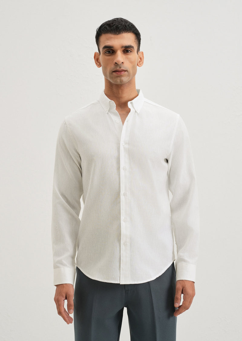 Misty White Blended Linen shirt
