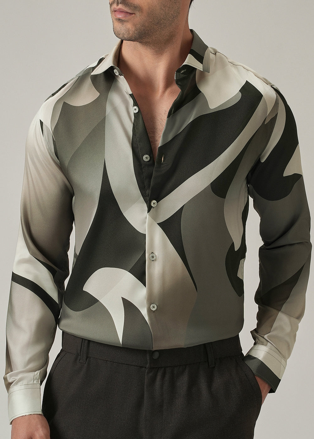 Monochrome Geometric Print Shirt