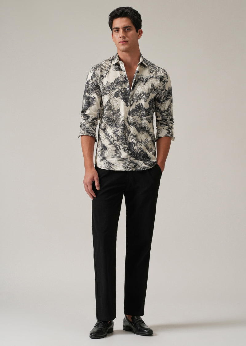 Monochrome Swirl Print Shirt