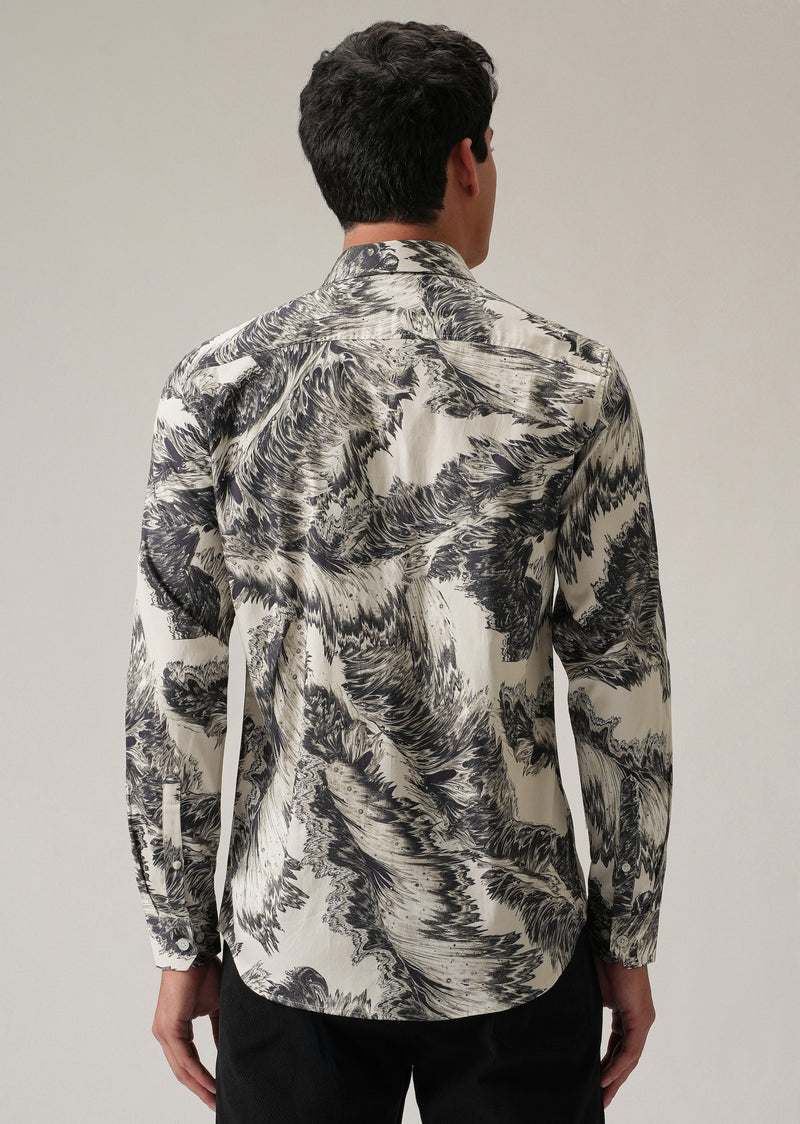 Monochrome Swirl Print Shirt