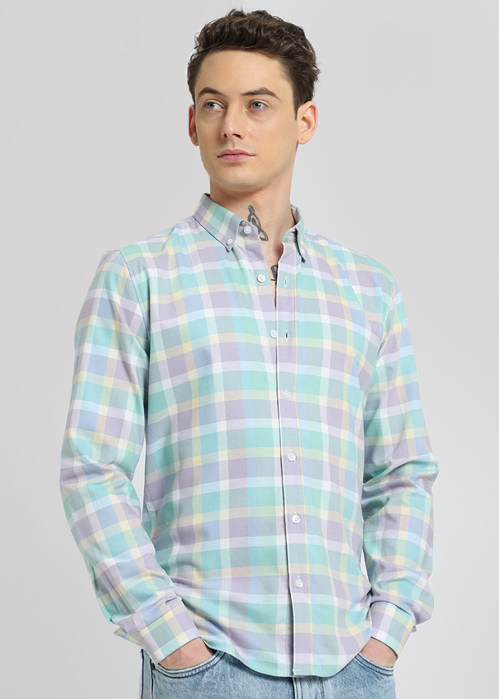 Multicolour Pink Oxford Cotton Check Shirt