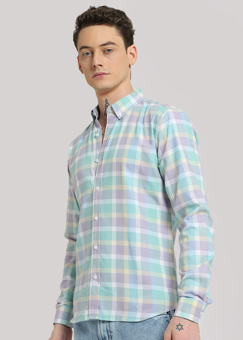 Multicolour Pink Oxford Cotton Check Shirt
