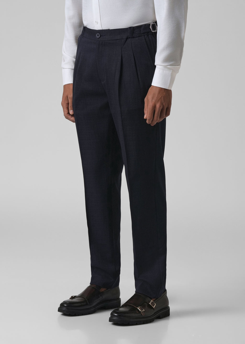 Navy Blue Pleated Gurkha Pant