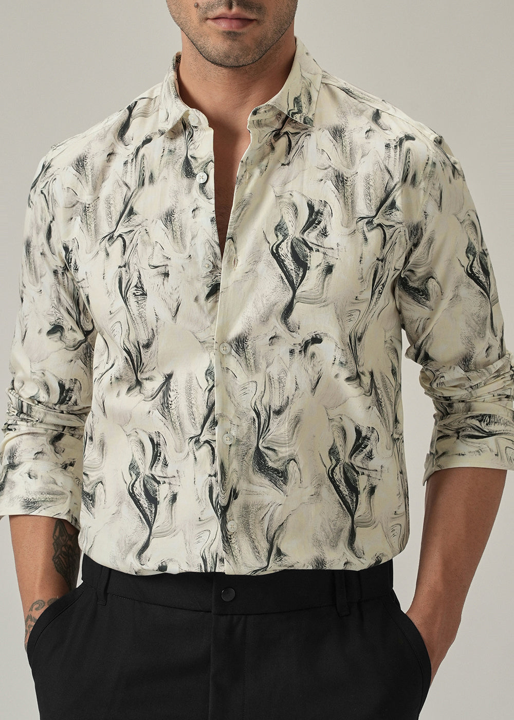 Off-White Marble Print Shirt