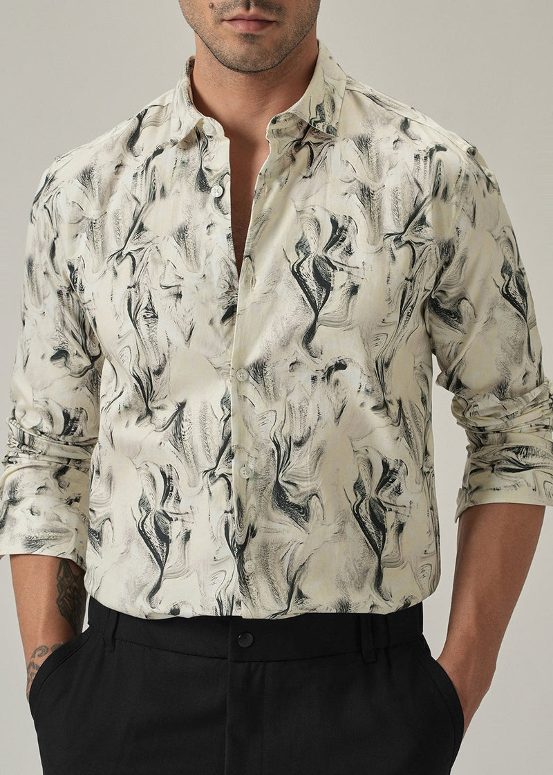 Off-White Marble Print Shirt