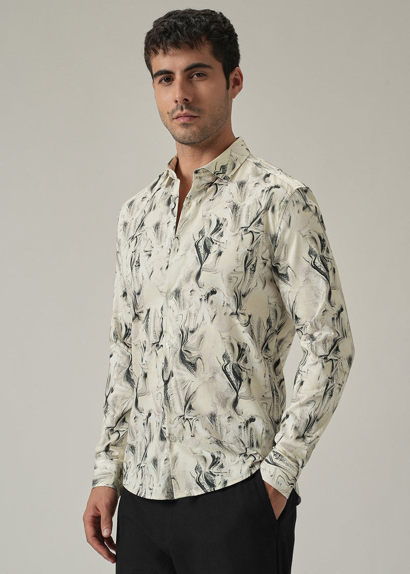 Off-White Marble Print Shirt