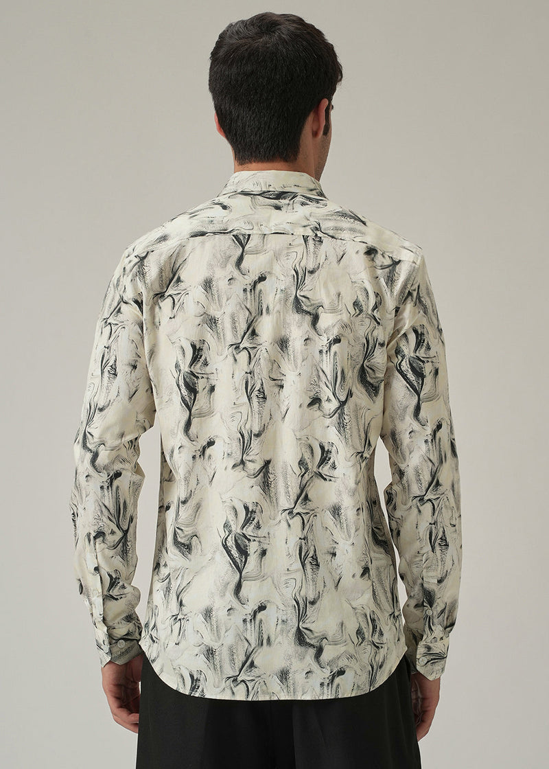 Off-White Marble Print Shirt