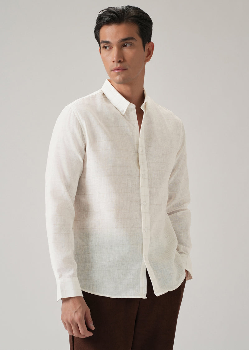 Off White Check Linen Shirt