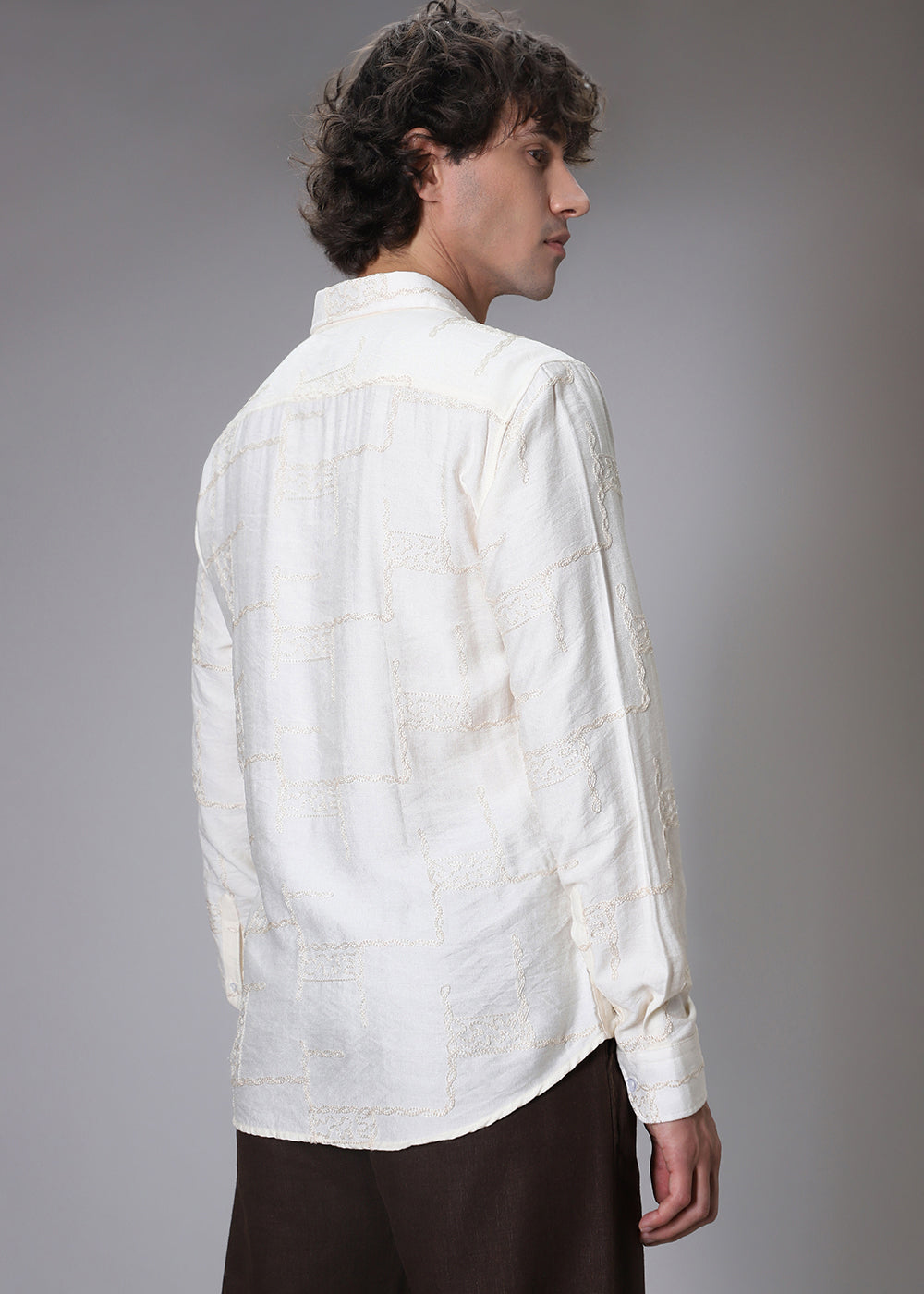 Off White Curvy Embroidery Shirt