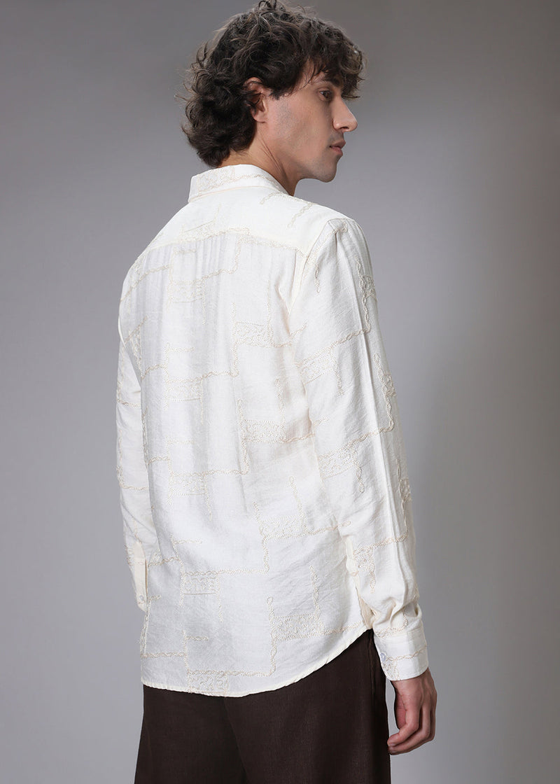 Off White Curvy Embroidery Shirt