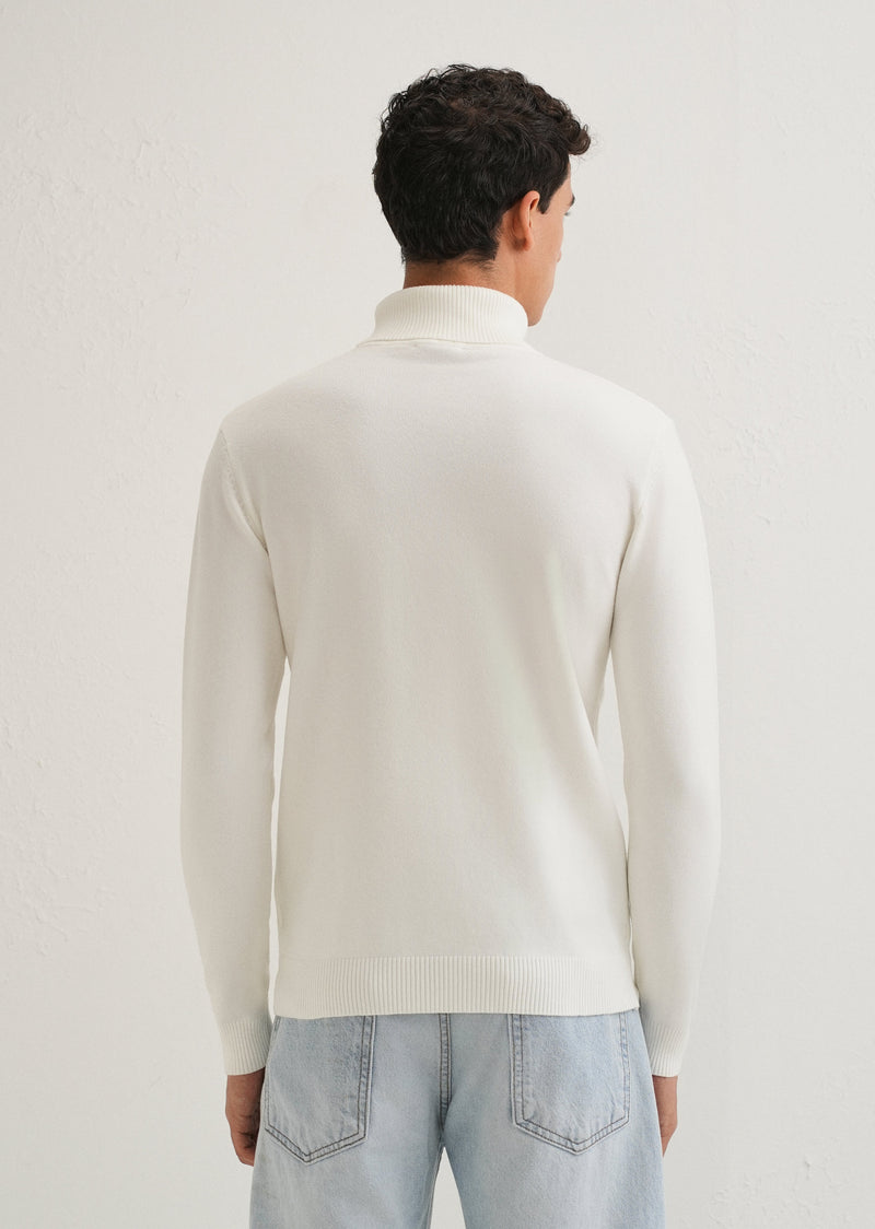 Off White Turtle-Neck Sweater