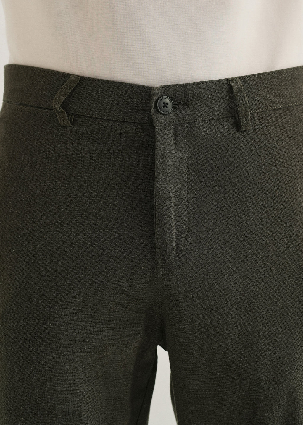Olive Comfort Fit linen Pant