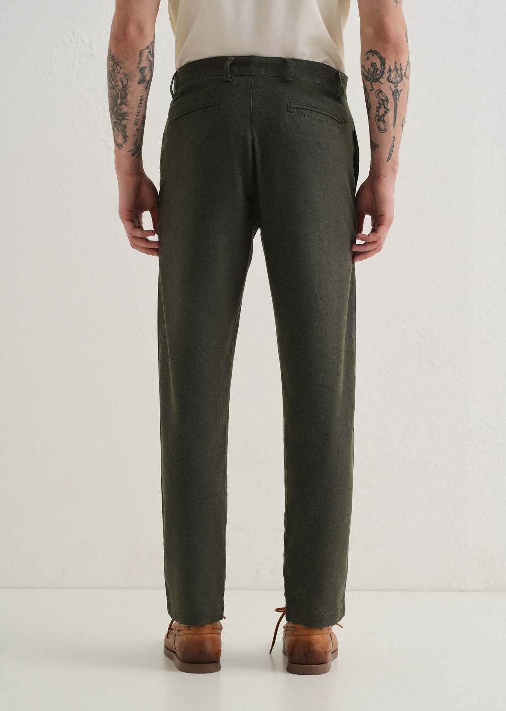 Olive Comfort Fit linen Pant