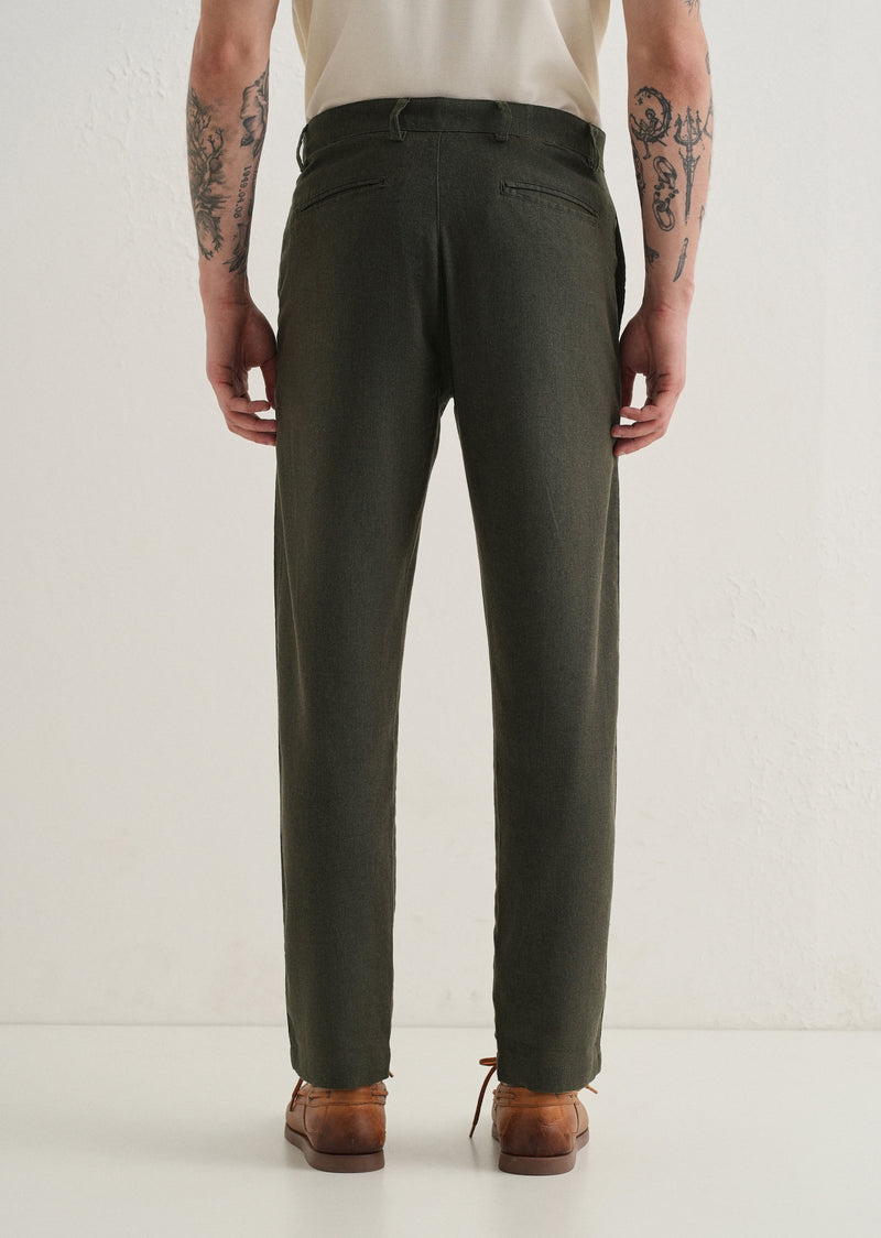 Olive Comfort Fit linen Pant