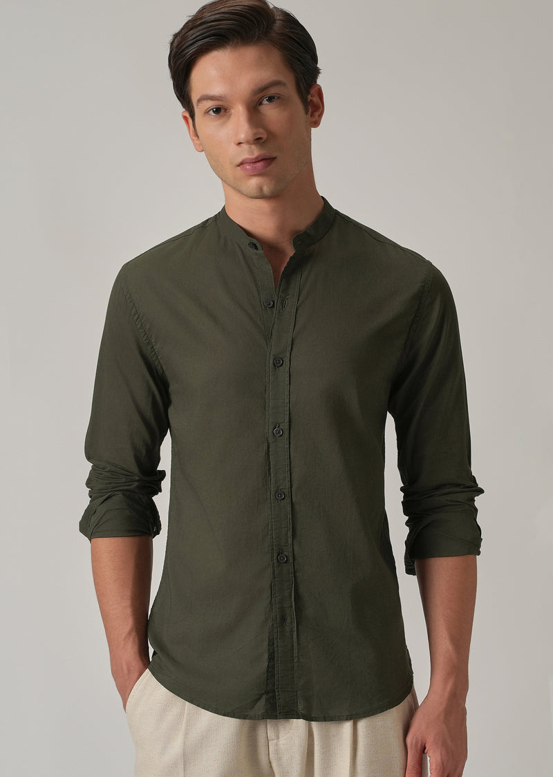Olive Grove Plain Cotton Shirt