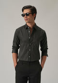 Olive Satin Pin Stripe Shirt