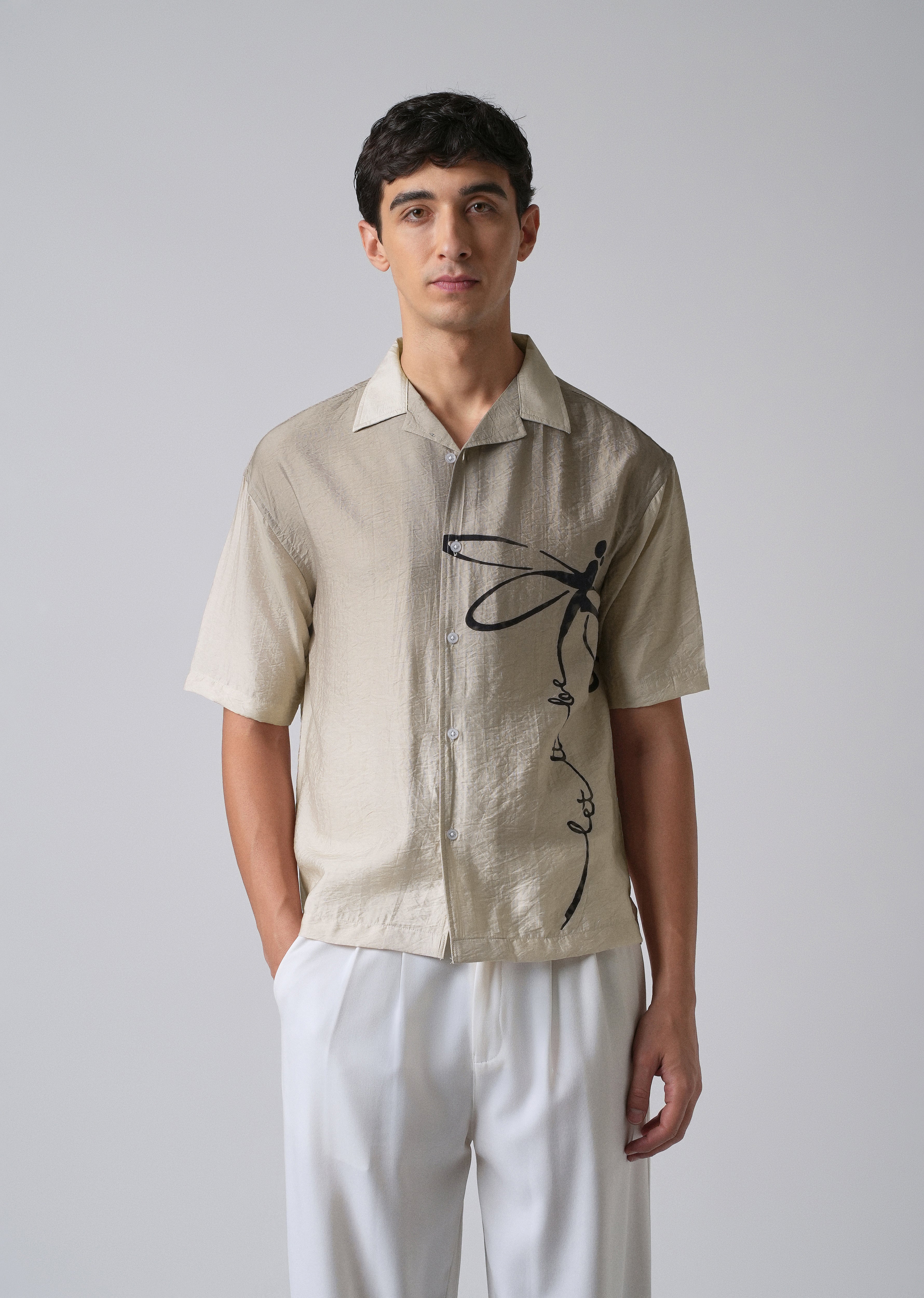 Ombre Beige Print Shirt