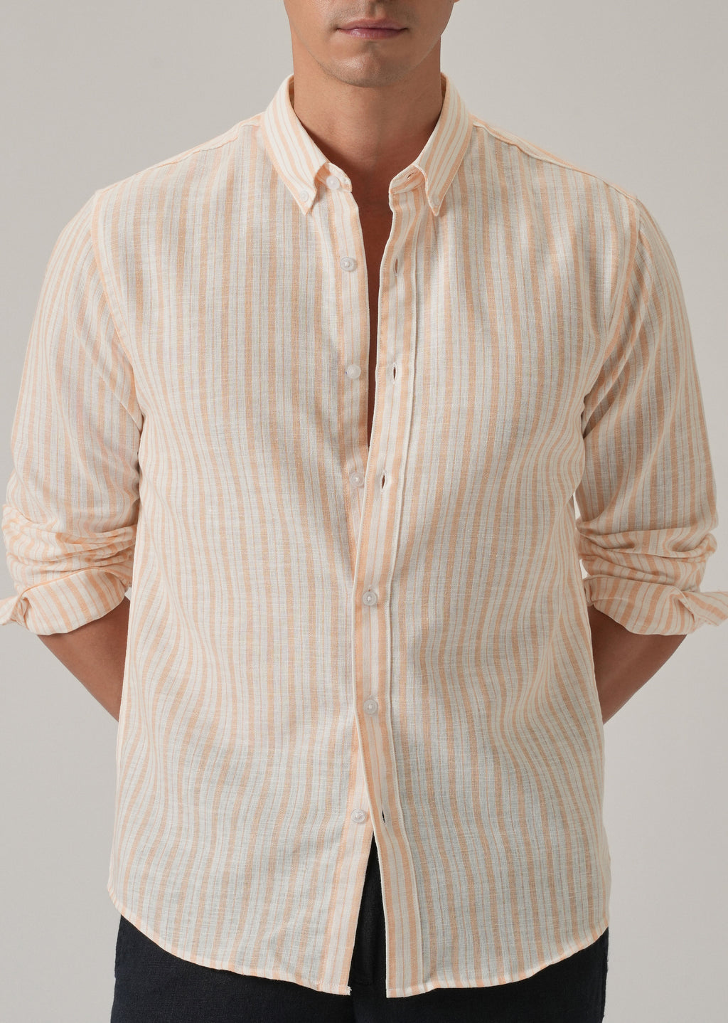 Orange Stripe Linen Shirt