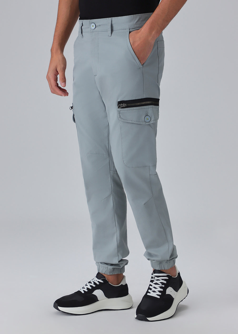 Oxford Gray Elasticated Cargo Pant