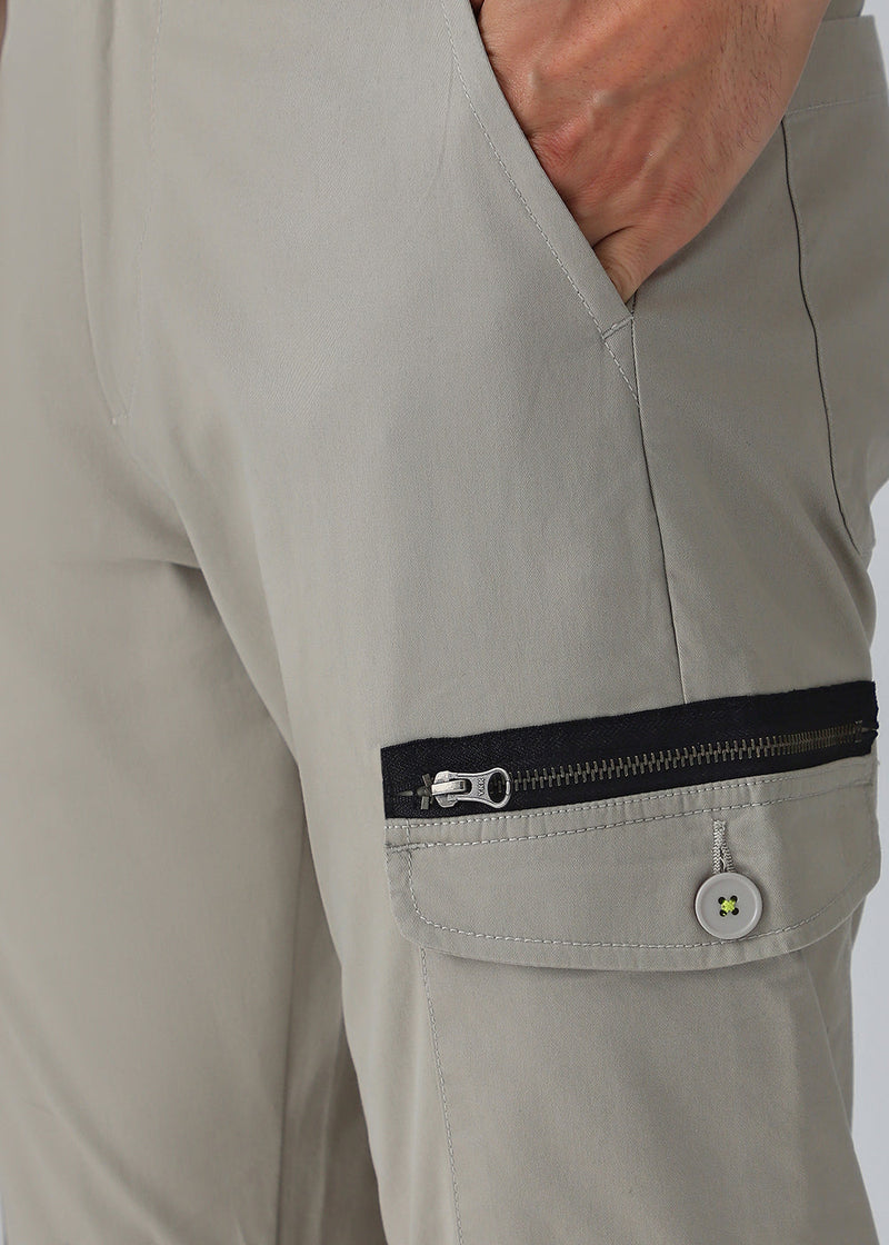 Oyster Beige Elasticated Cargo Pant