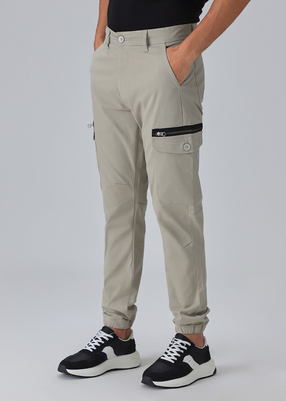 Oyster Beige Elasticated Cargo Pant