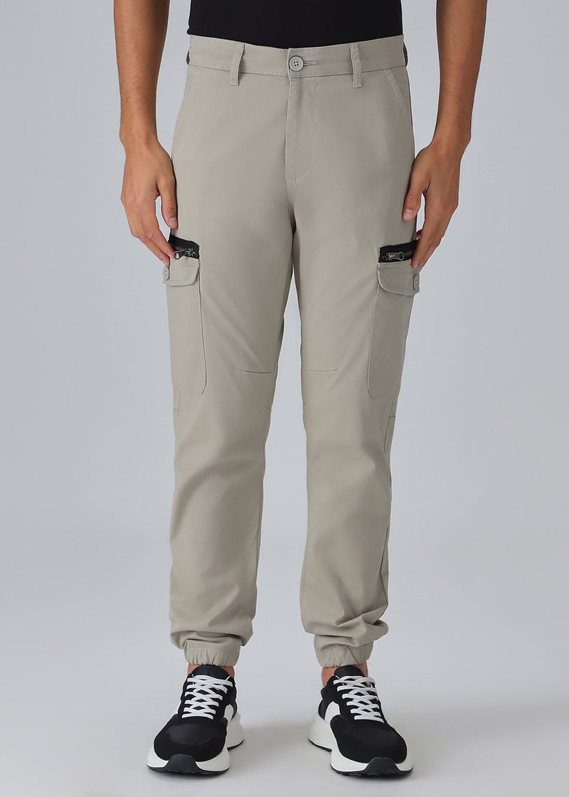 Oyster Beige Elasticated Cargo Pant