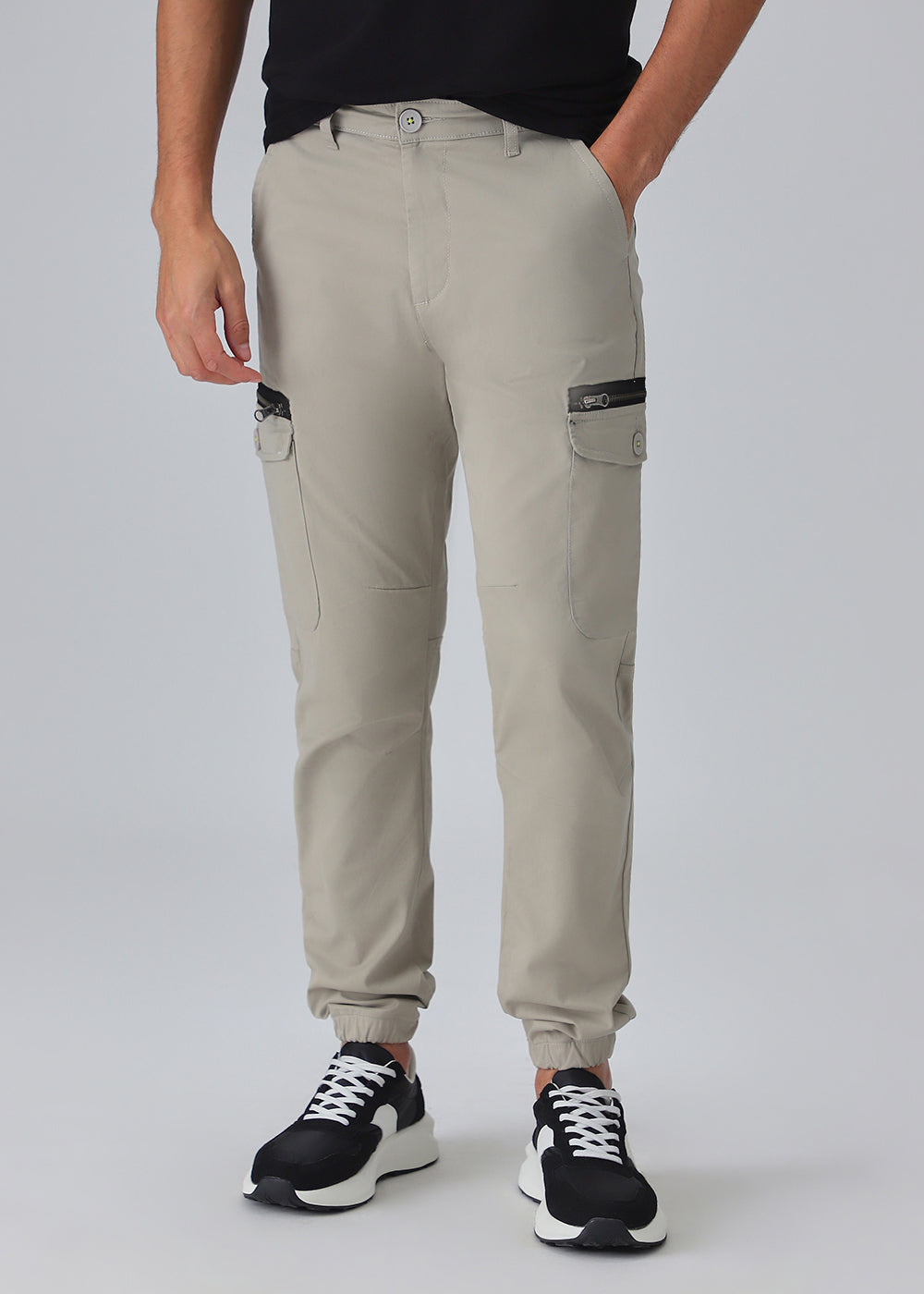 Oyster Beige Elasticated Cargo Pant