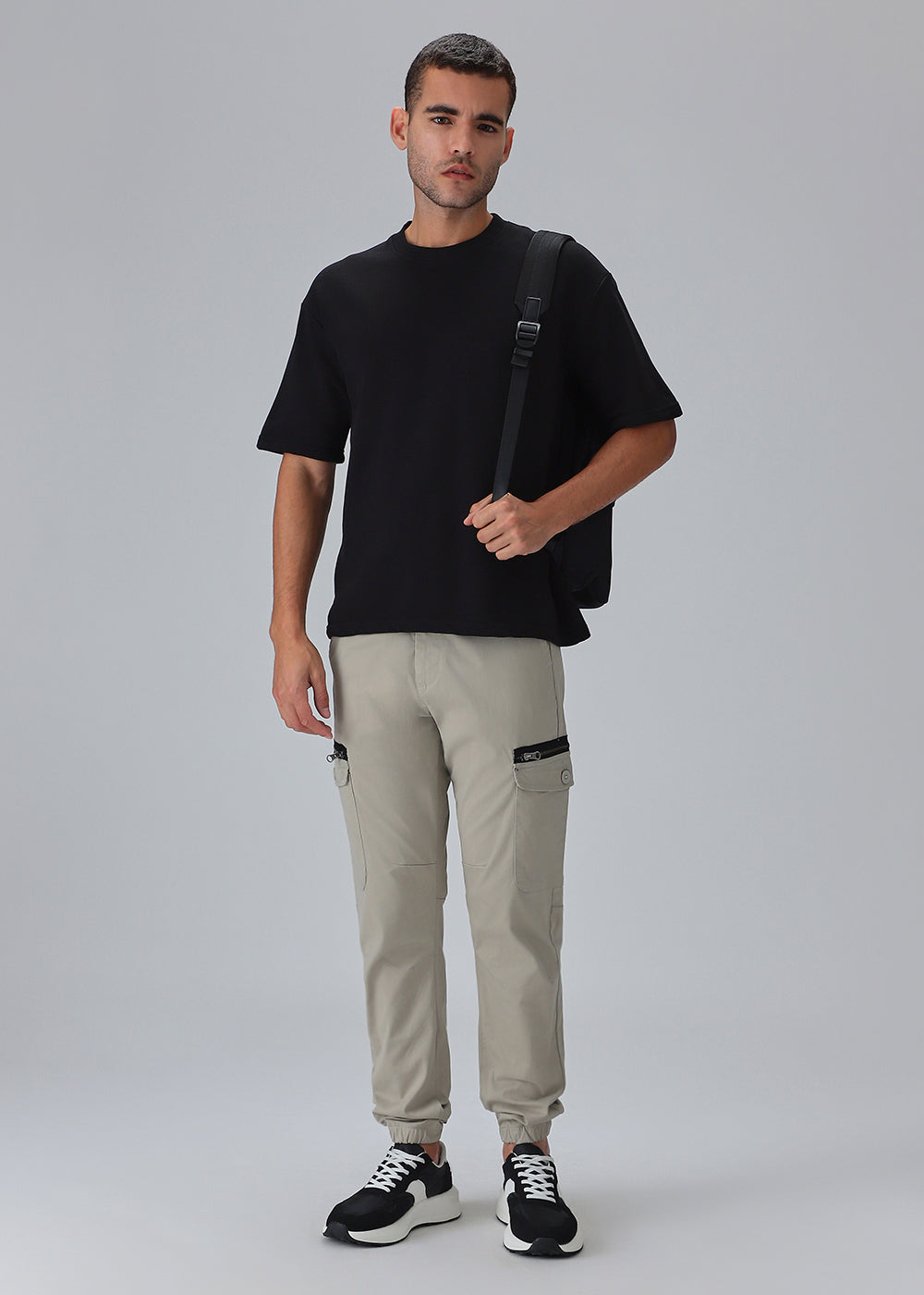 Oyster Beige Elasticated Cargo Pant