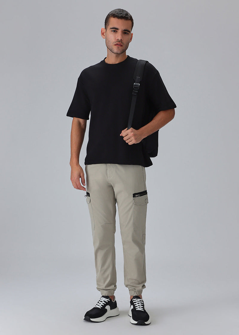 Oyster Beige Elasticated Cargo Pant