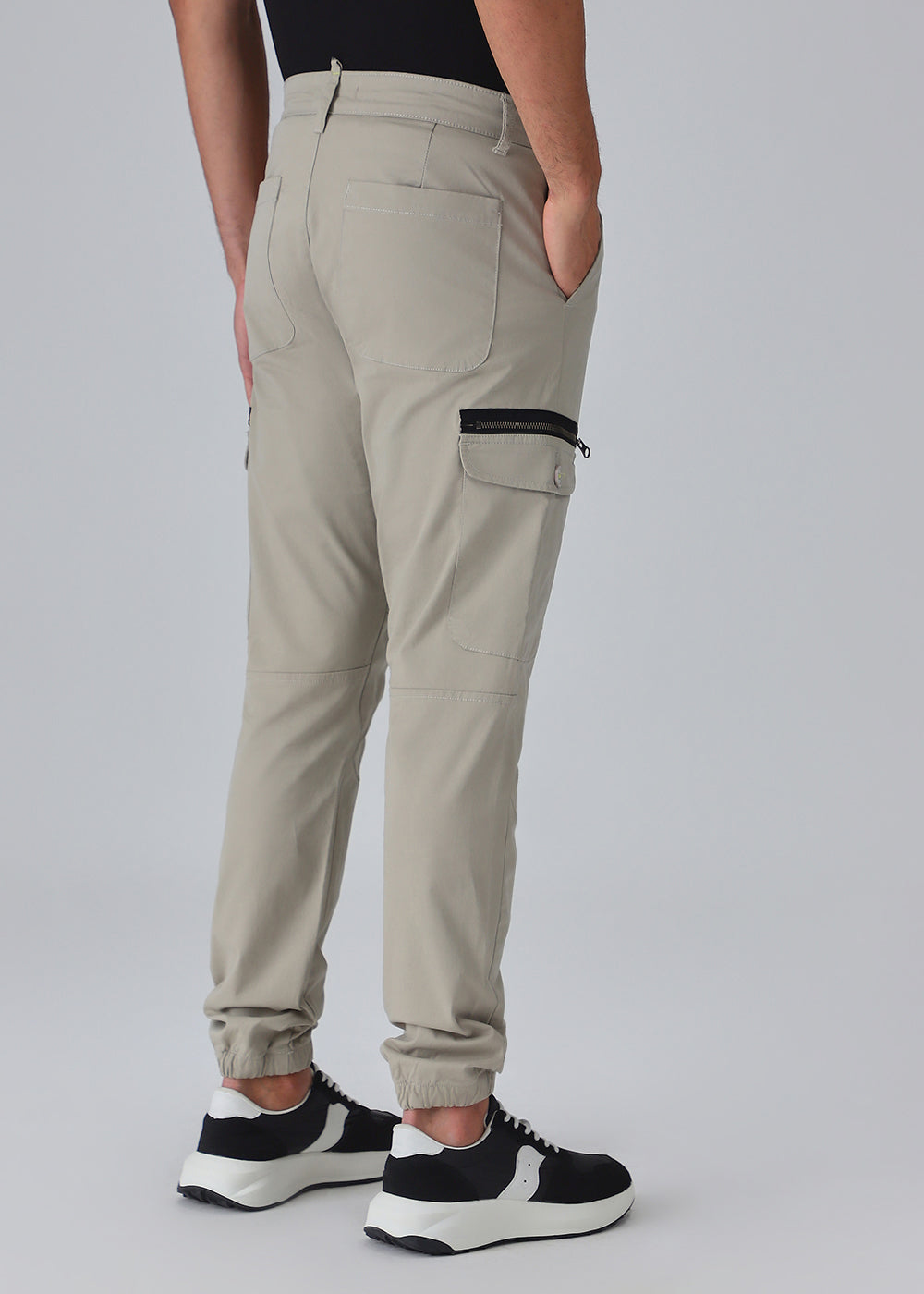 Oyster Beige Elasticated Cargo Pant