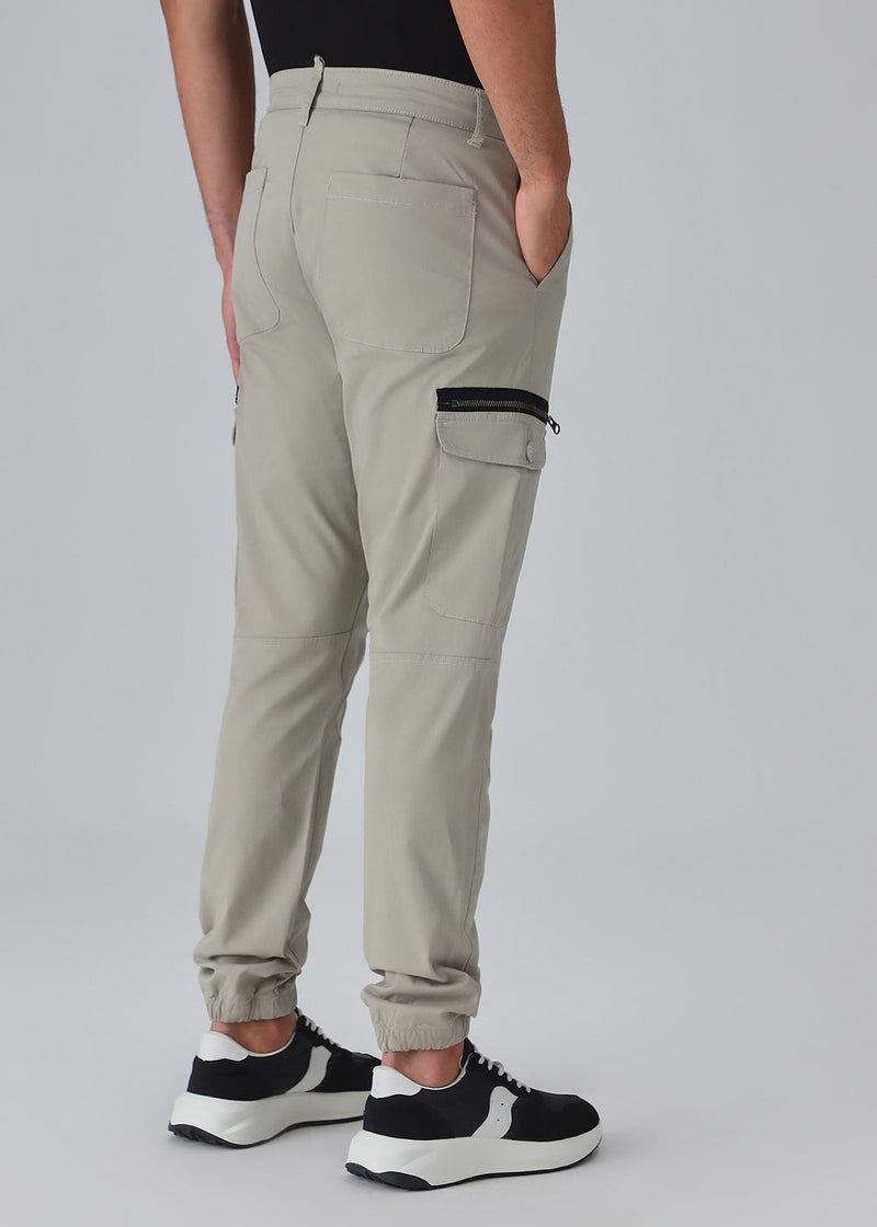 Oyster Beige Elasticated Cargo Pant