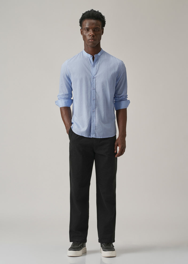 Pastel Blue Plain Cotton Shirt