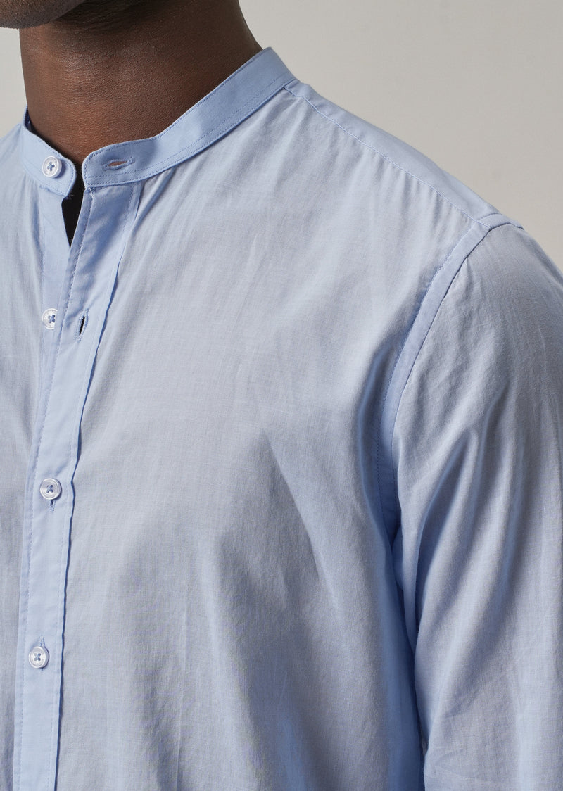 Pastel Blue Plain Cotton Shirt