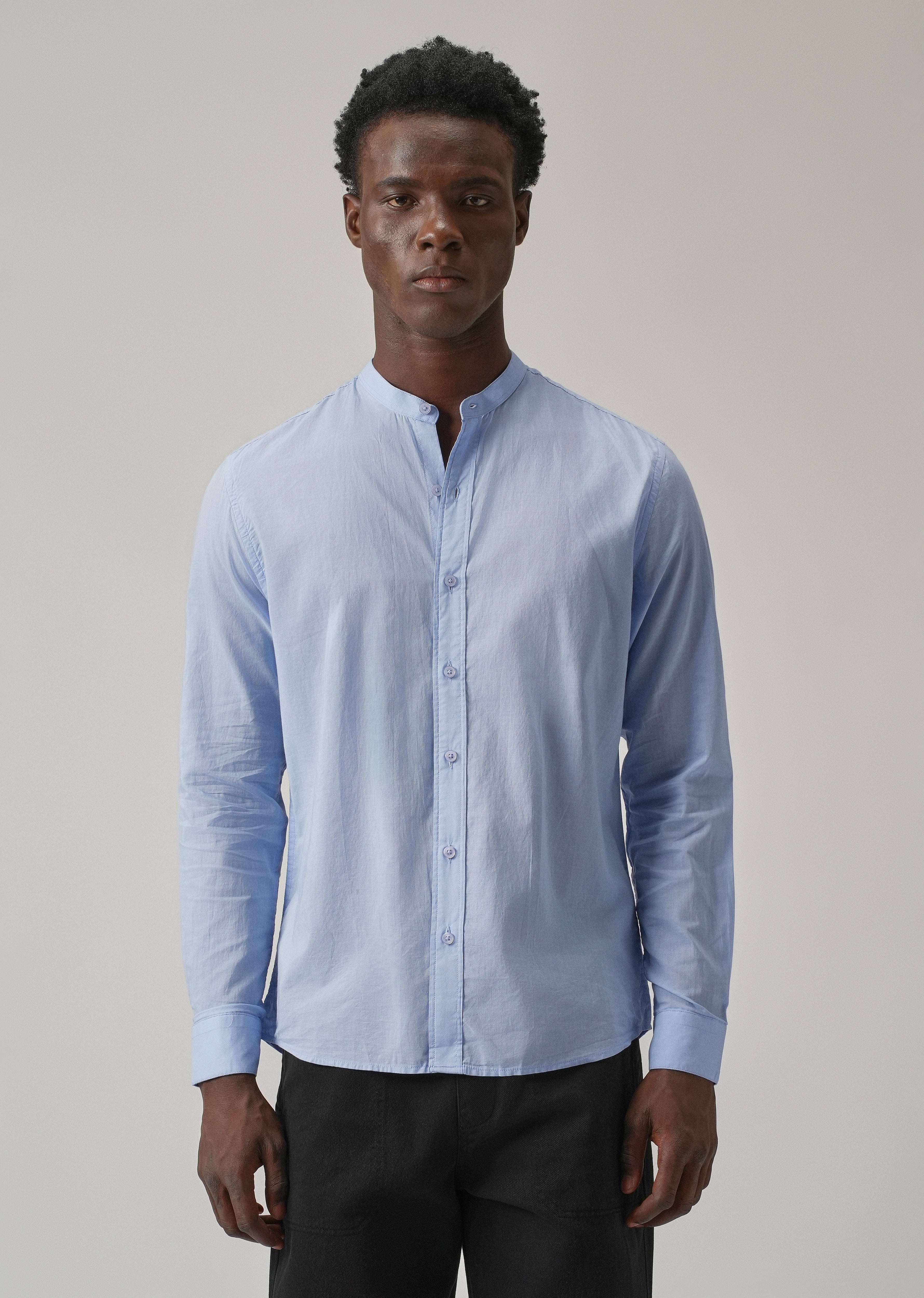 Pastel Blue Plain Cotton Shirt