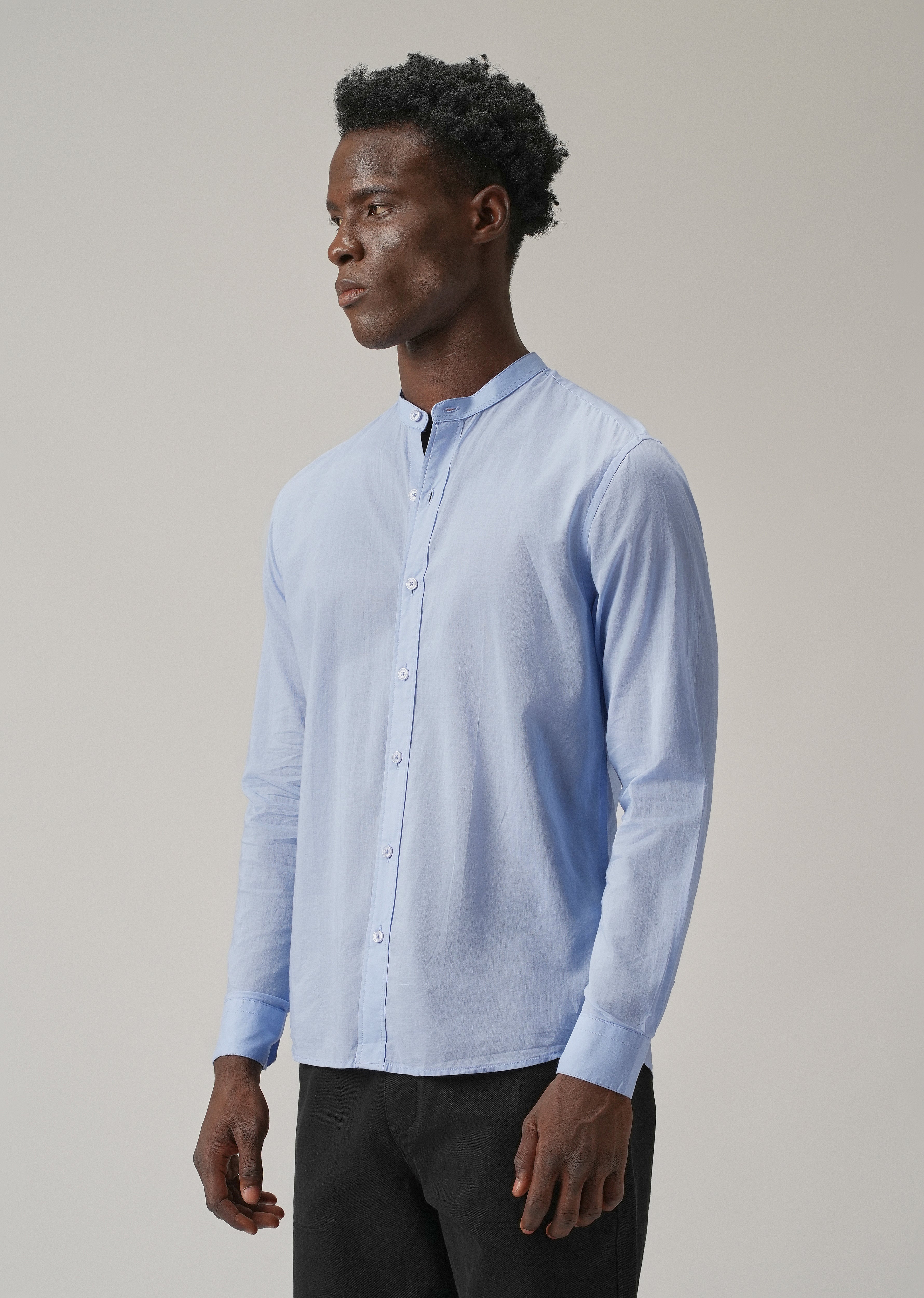 Pastel Blue Plain Cotton Shirt
