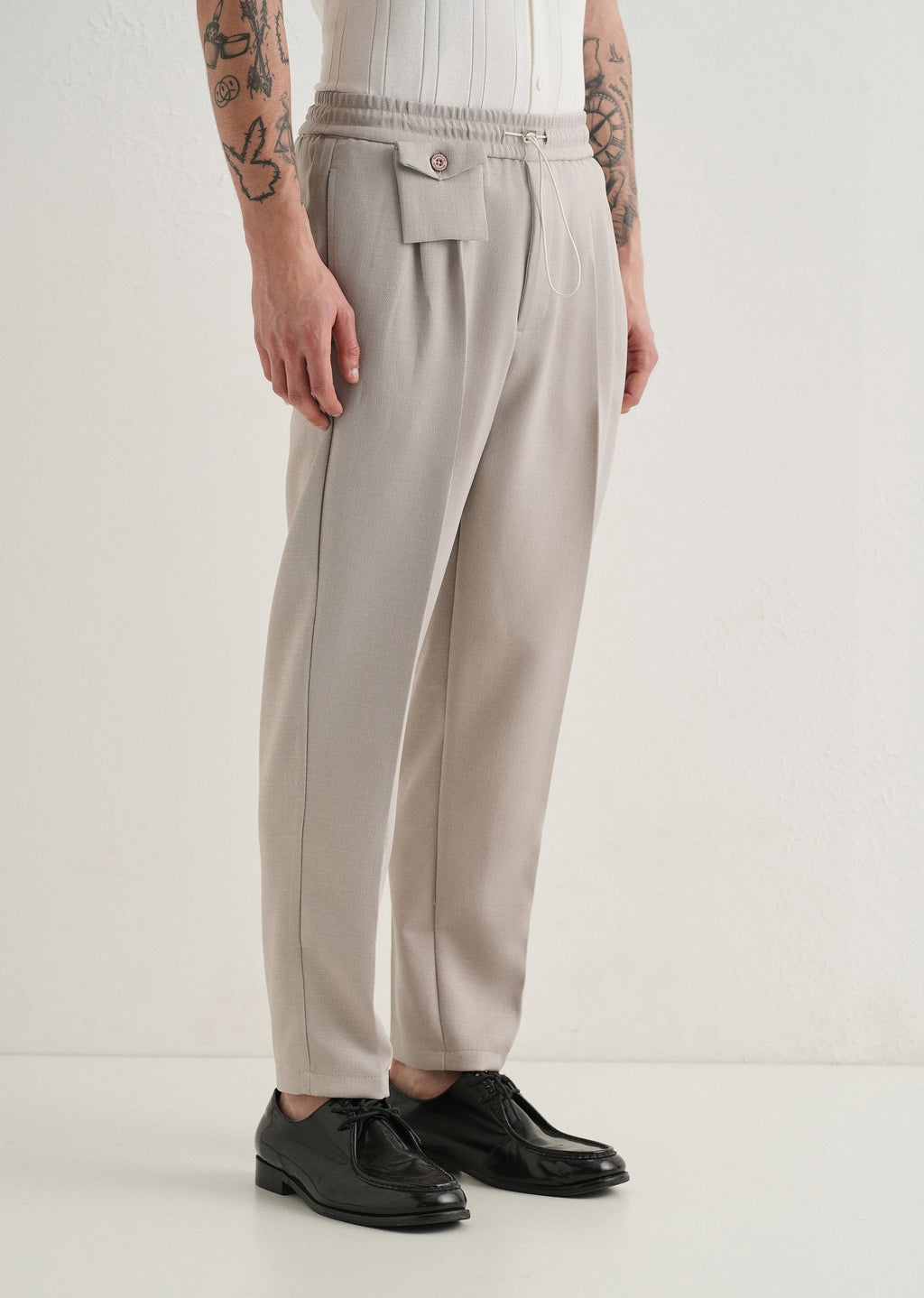 Pastel Grey Pleated Korean Pant