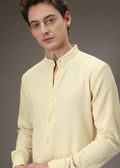 Pastel Yellow Plain Knitted Crochet Shirt