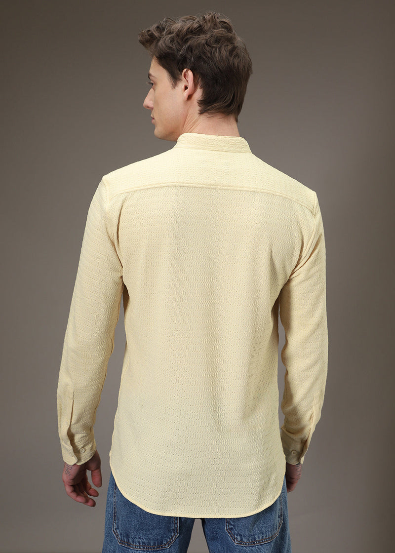 Pastel Yellow Plain Knitted Crochet Shirt