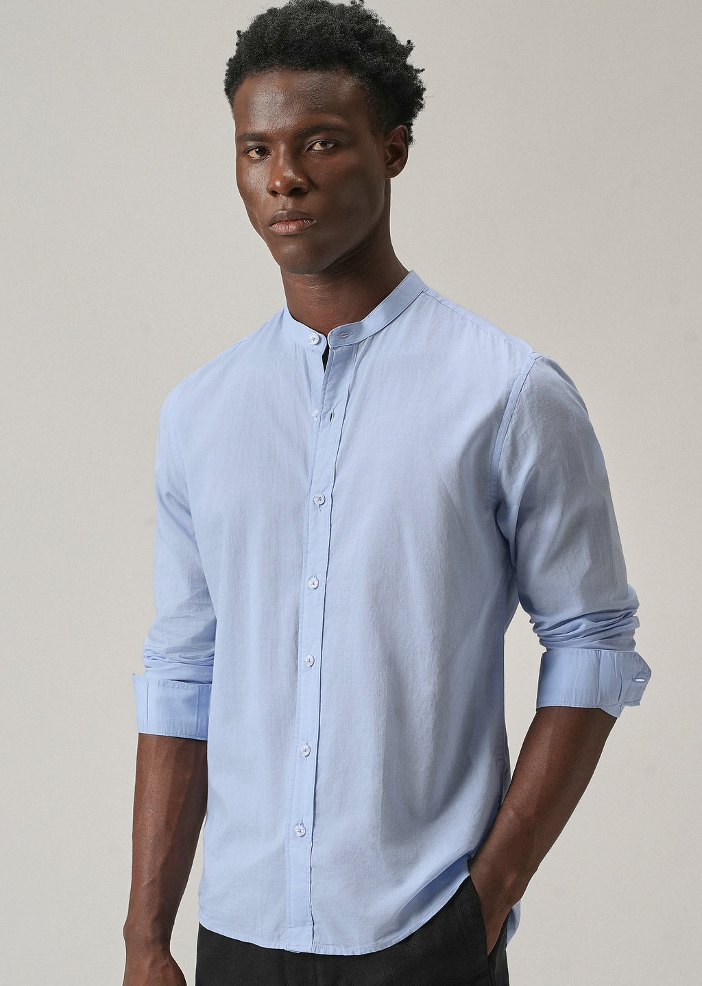 Pastel Blue Plain Cotton Shirt