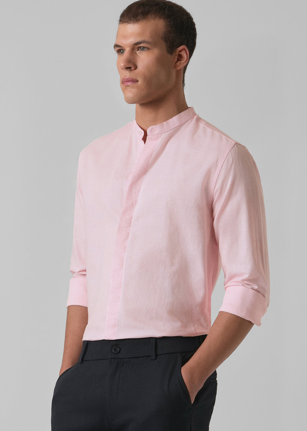 Pastel Pink Cotton Linen Shirt