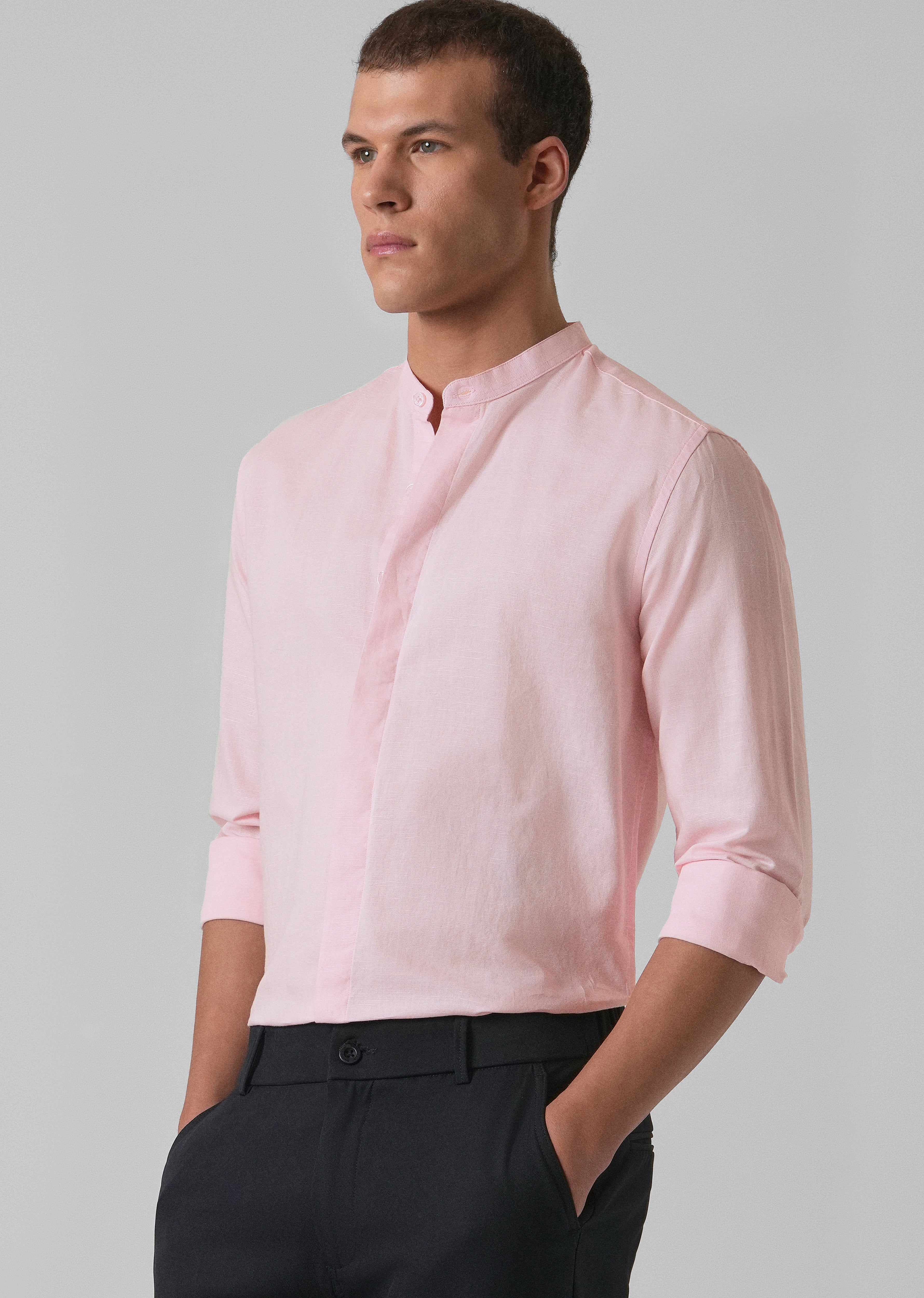 Pastel Pink Cotton Linen Shirt