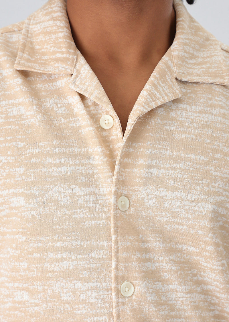 Peach Knitted Half Sleeves Shirt