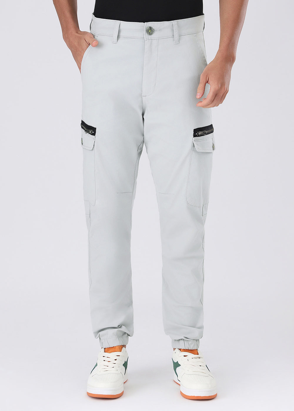 Pearl Gray Elasticated Cargo Pant